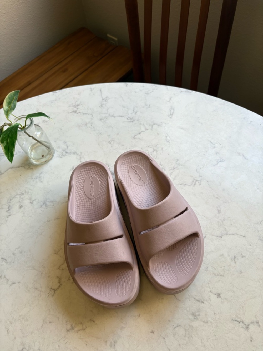 Oofos Women’s Slide Platform Sandals in Mauve - Picture 2 of 6